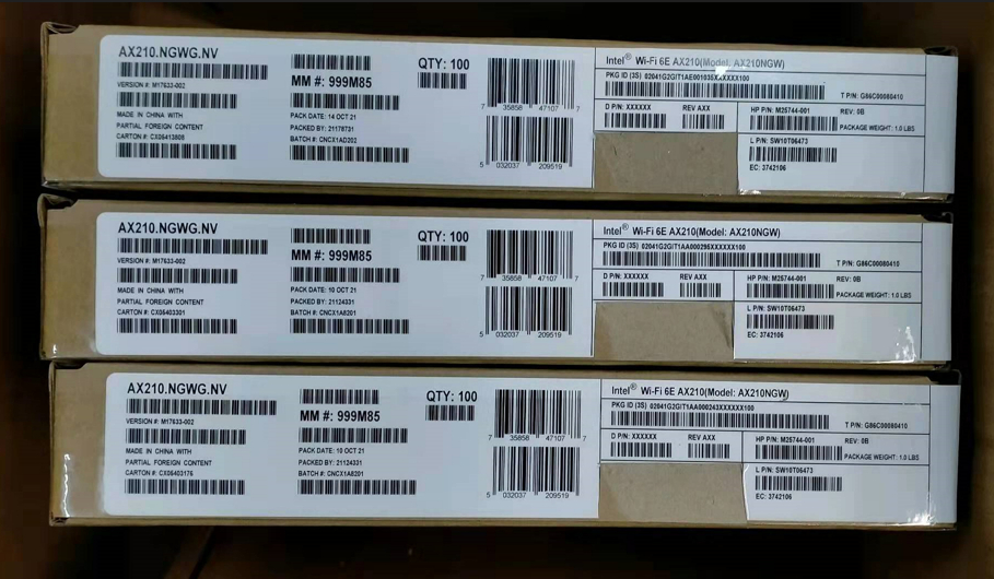 英特尔Wi-Fi 6E AX210  AX210.NGWG.NV  AX210.NGWG  WIFI模块 